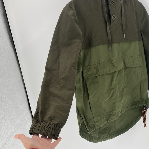 Modern Amusement Mens Green Long Sleeve Hooded Windbreaker Jacket pullover - Picture 6 of 11